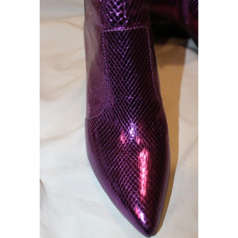INC‎ Womens Purple ScalePattern Memory Foam Booties Toe Block Heel Booties 10 M